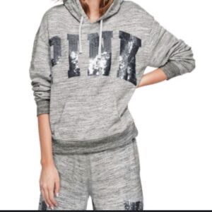PINK Victoria's Secret Gray Sequin Hoodie